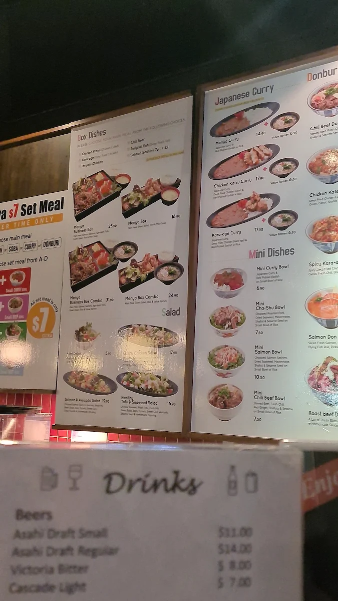 Menu, Menya City Japanese Noodle Bar