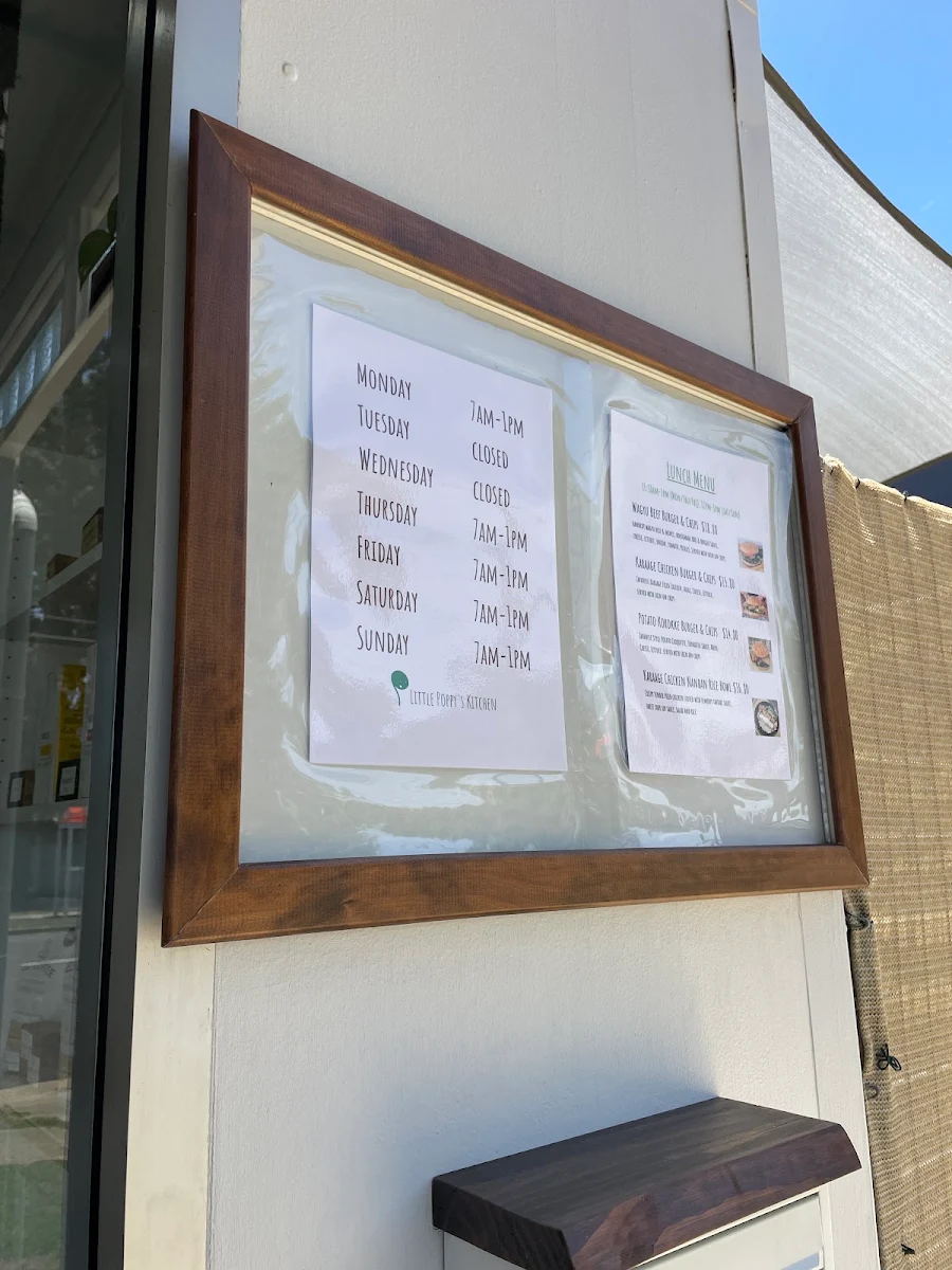 Menu, Little Poppy's Kitchen