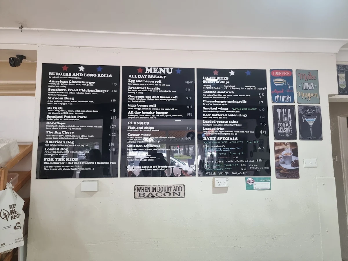 Menu, The Shoal Bay Diner