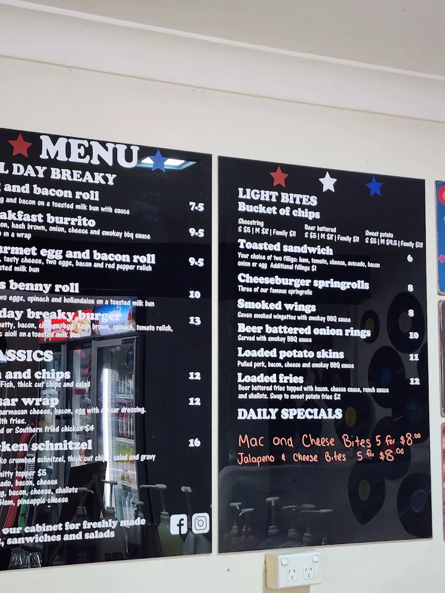 Menu, The Shoal Bay Diner