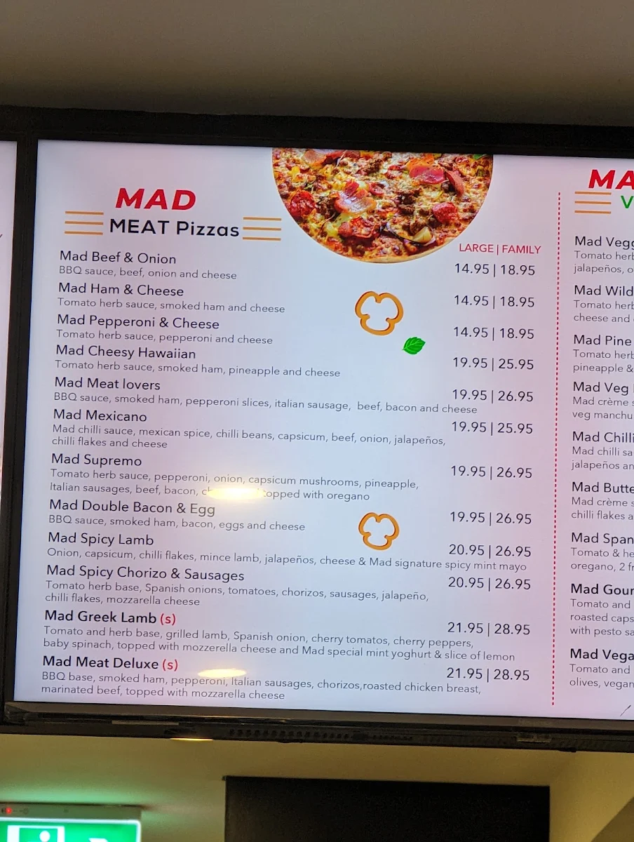 Menu, Mad Toppings (Crows Nest)