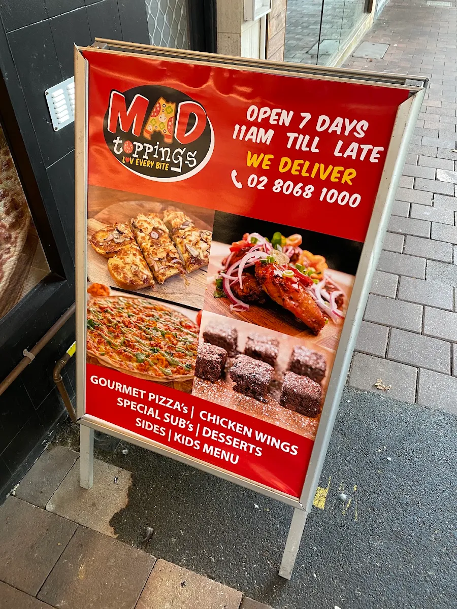 Menu, Mad Toppings (Crows Nest)