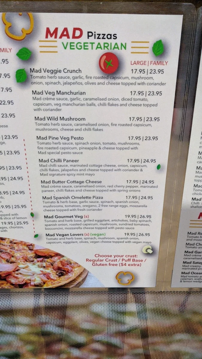 Menu, Mad Toppings (Crows Nest)