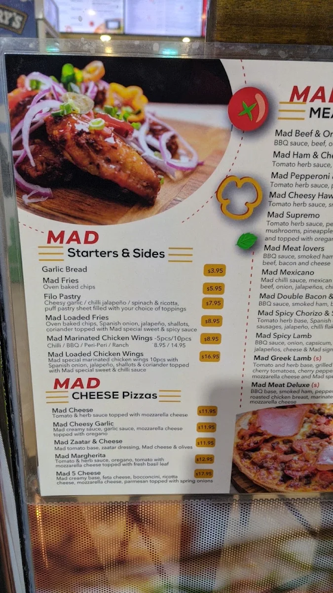 Menu, Mad Toppings (Crows Nest)