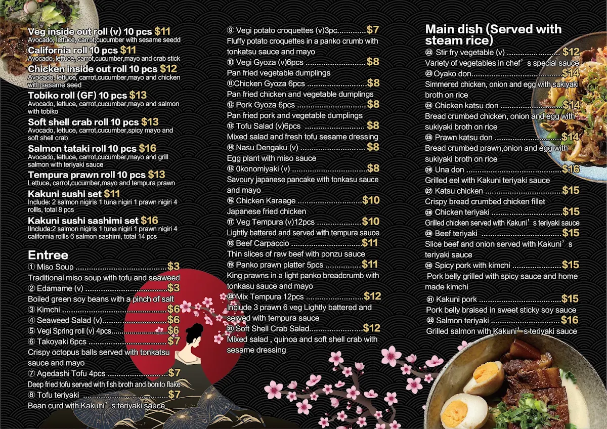 Menu, Kakuni Japanese Kitchen