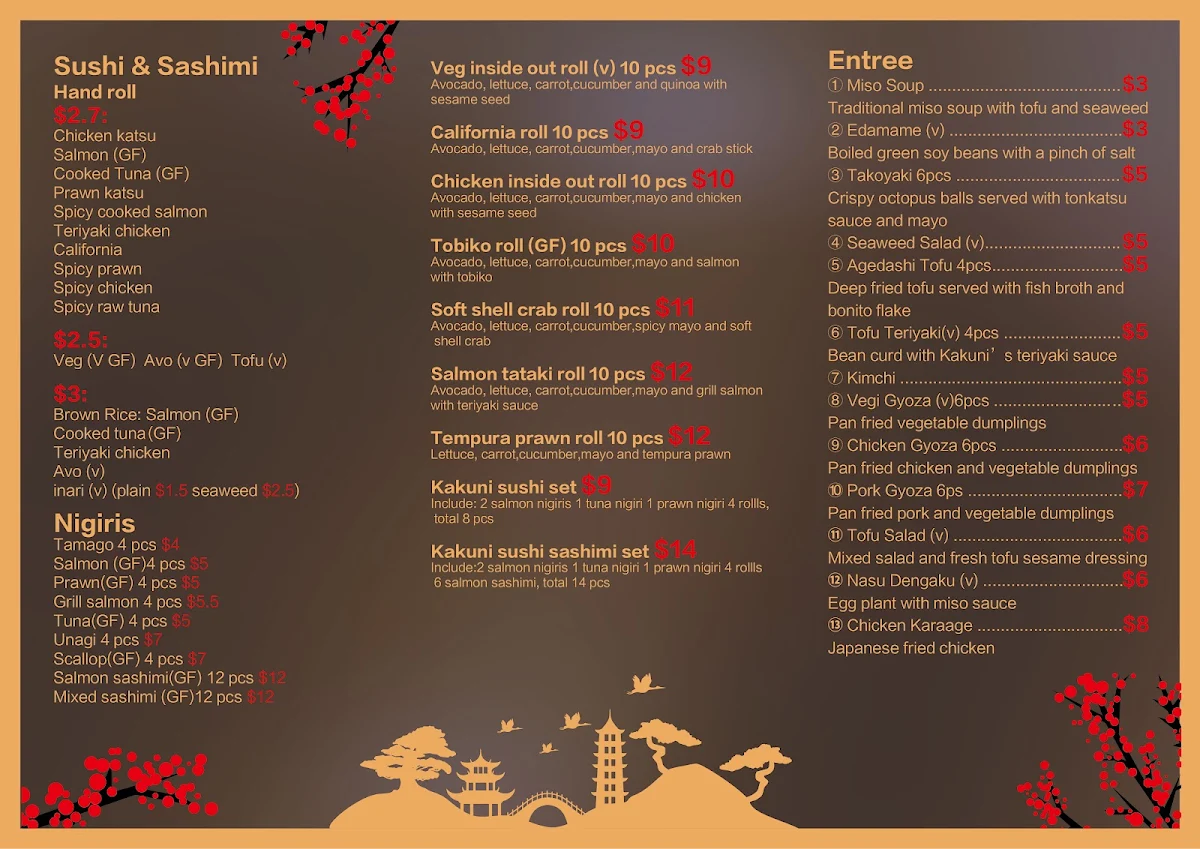 Menu, Kakuni Japanese Kitchen