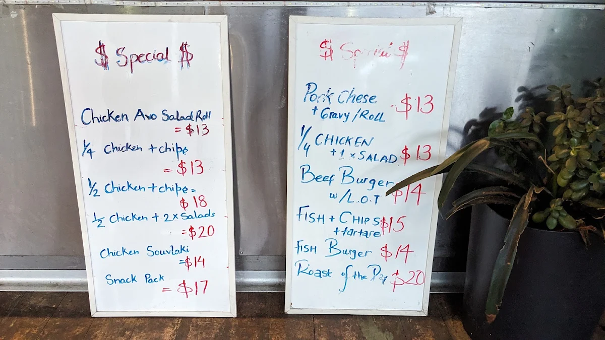 Menu, Chook Bar
