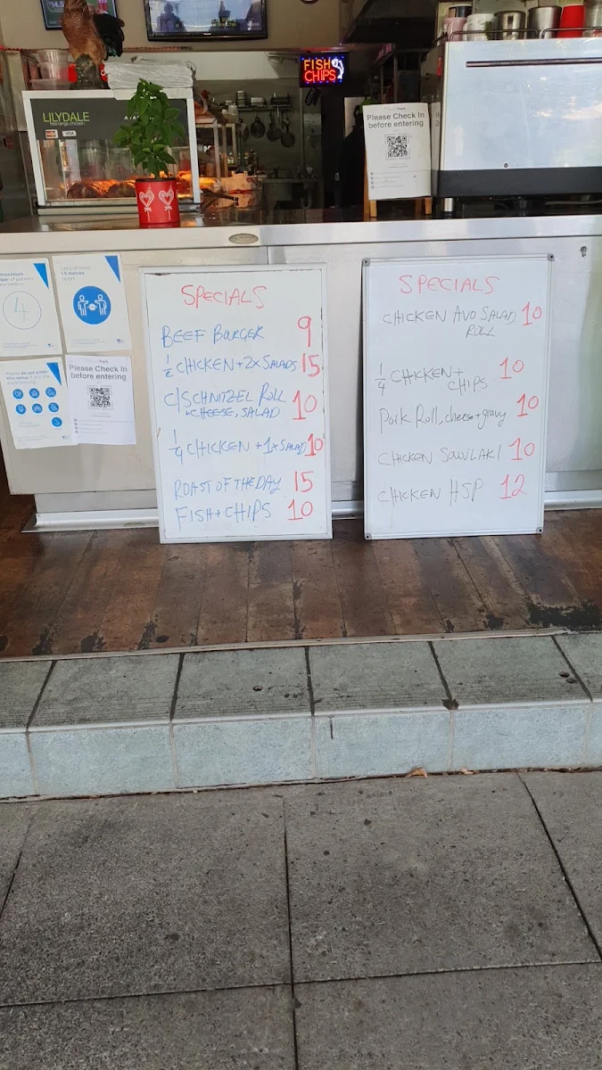 Menu, Chook Bar