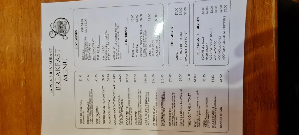 Menu, Larsens