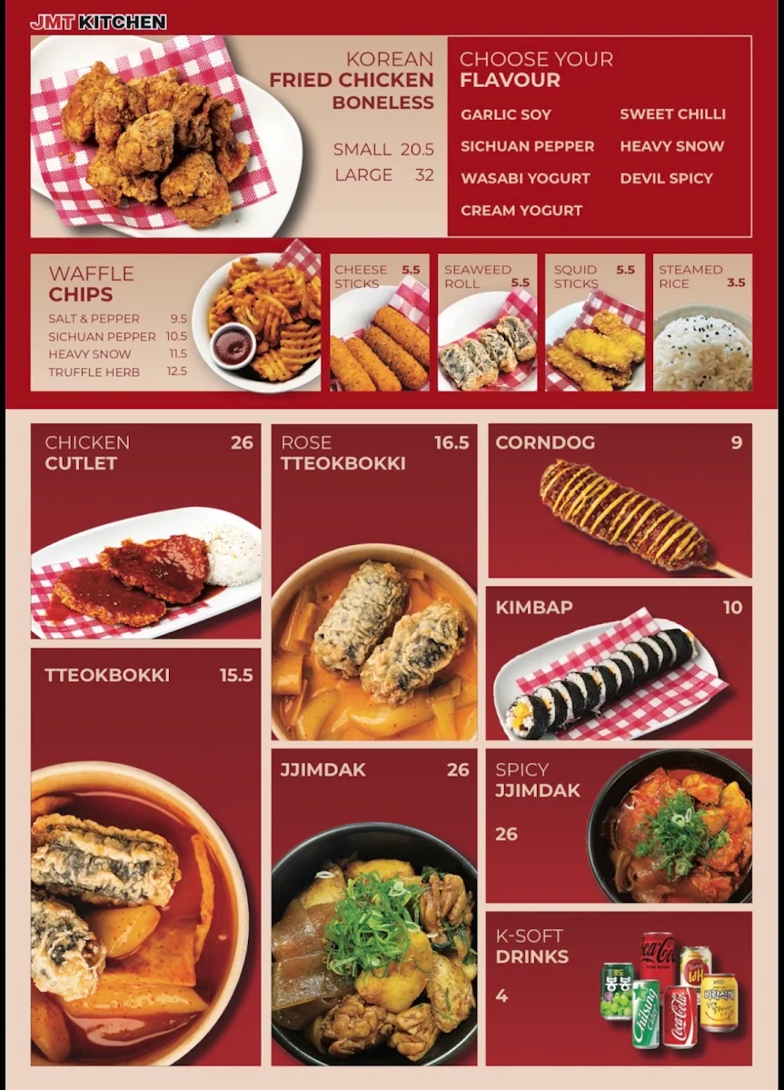 Menu, JMT KITCHEN RIVERTON