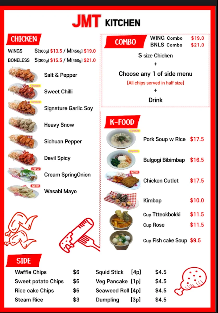 Menu, JMT KITCHEN RIVERTON