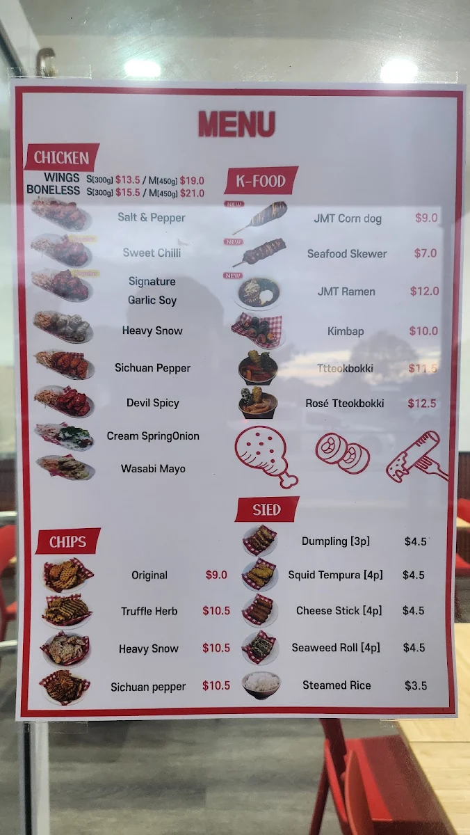 Menu, JMT KITCHEN RIVERTON