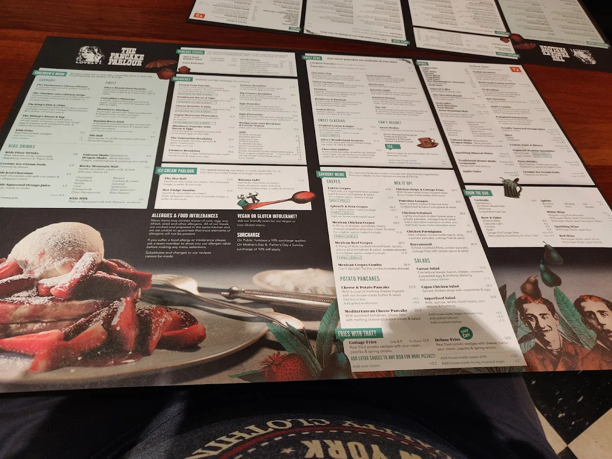 Menu, The Pancake Parlour