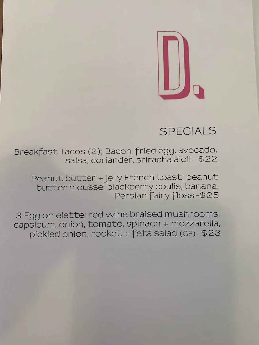 Menu, Drift