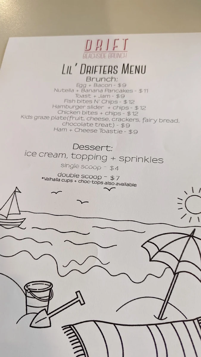 Menu, Drift