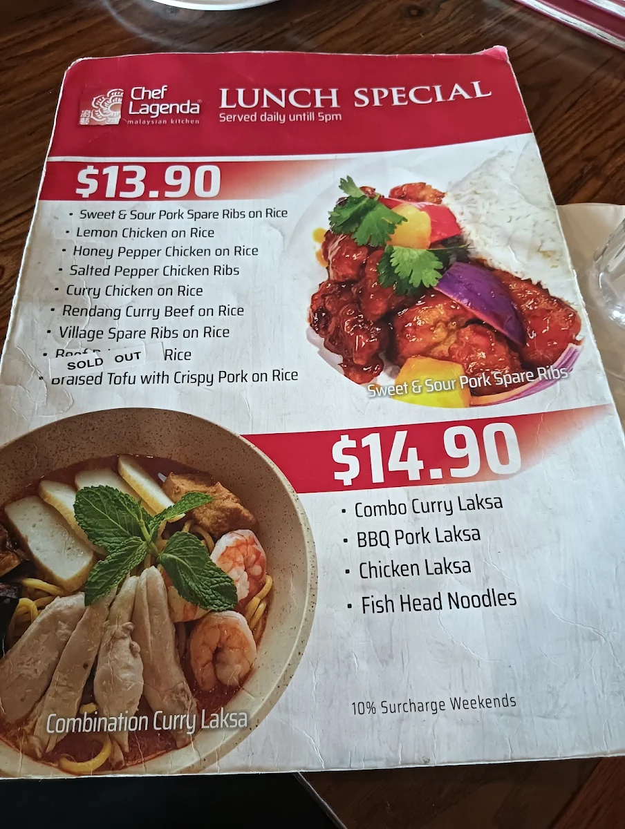 Menu, Chef Lagenda Deer Park