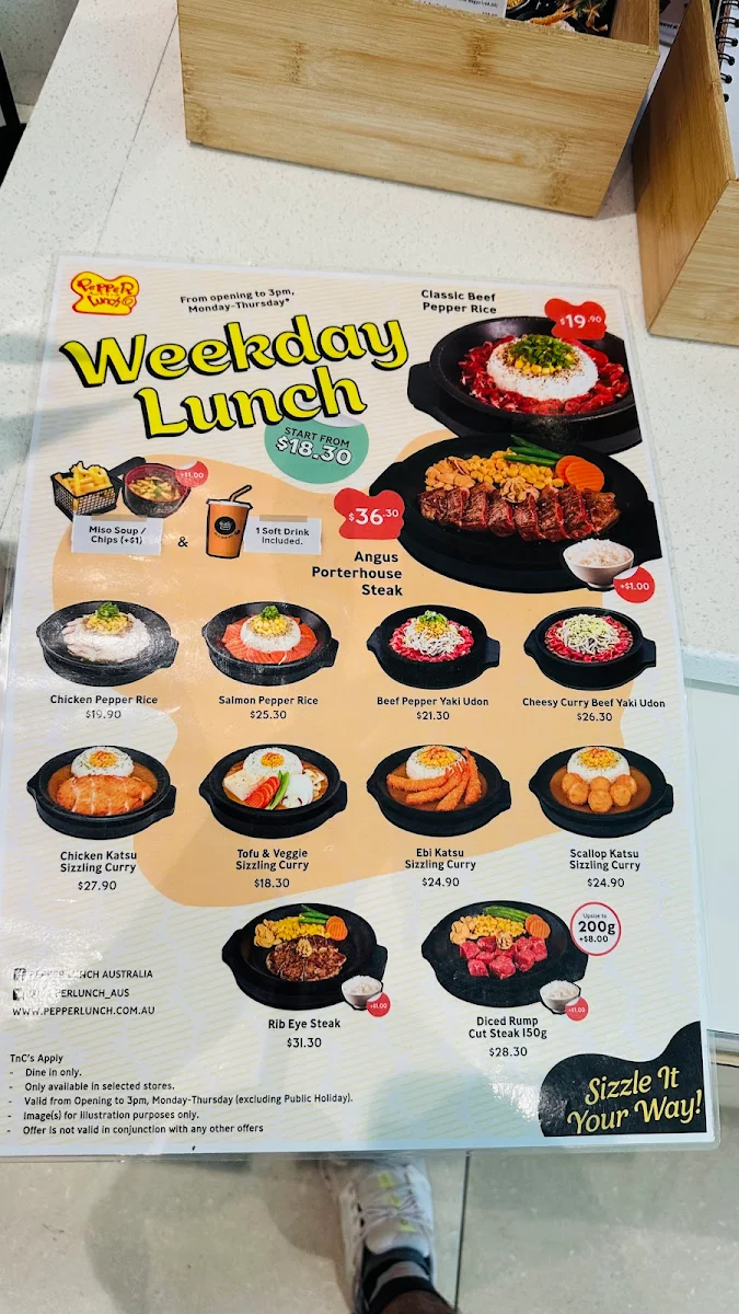 Menu, Pepper Lunch
