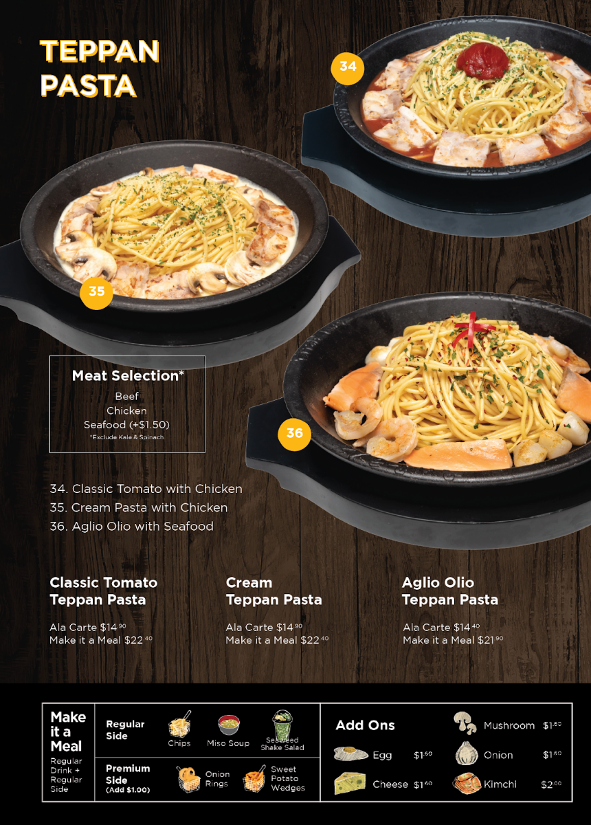 Menu, Pepper Lunch
