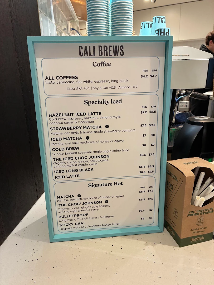 Menu, Cali Press Australia Square