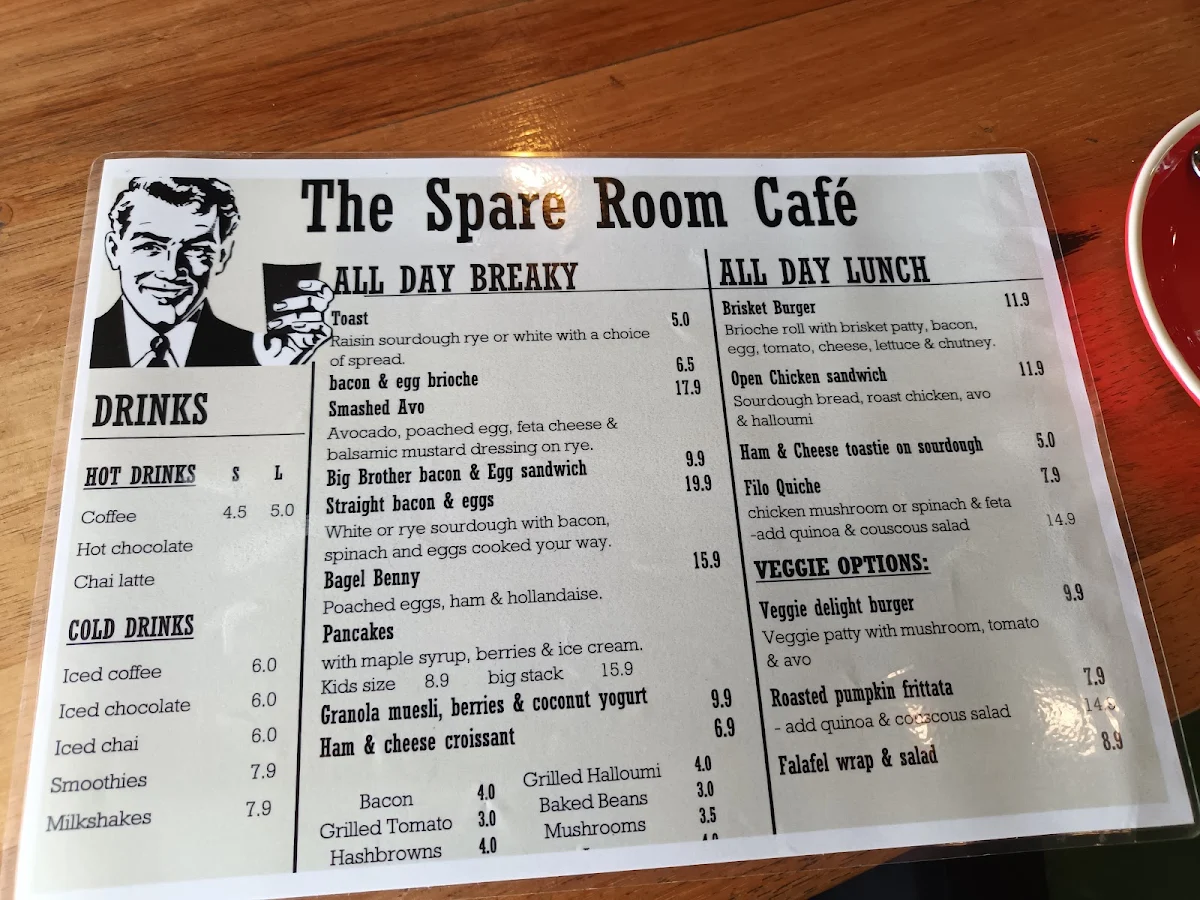 Menu, The Spare Room