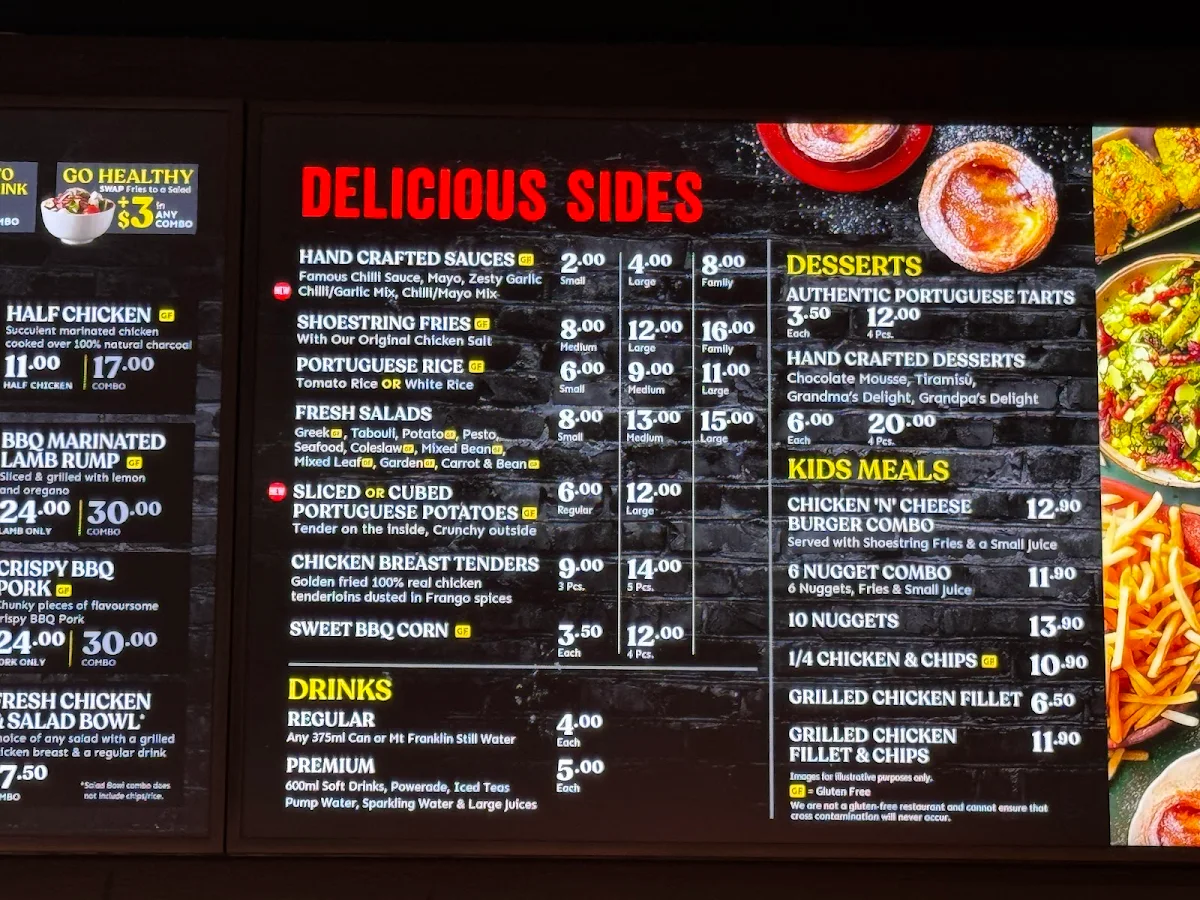 Menu, Frango Rose Bay