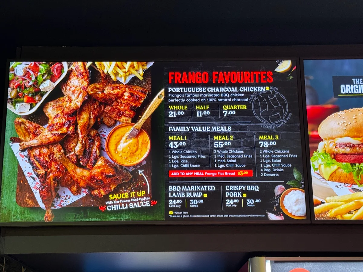 Menu, Frango Rose Bay