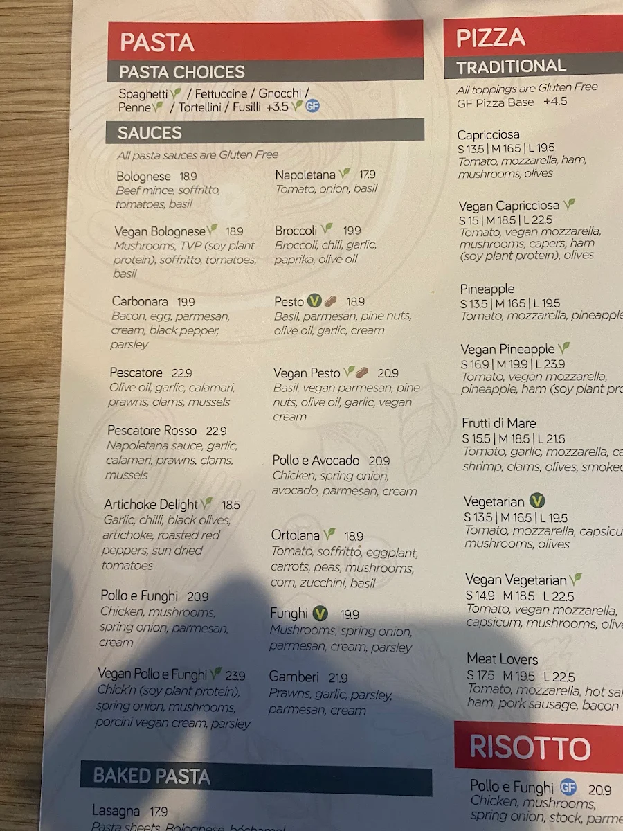 Menu, Pastasciutta