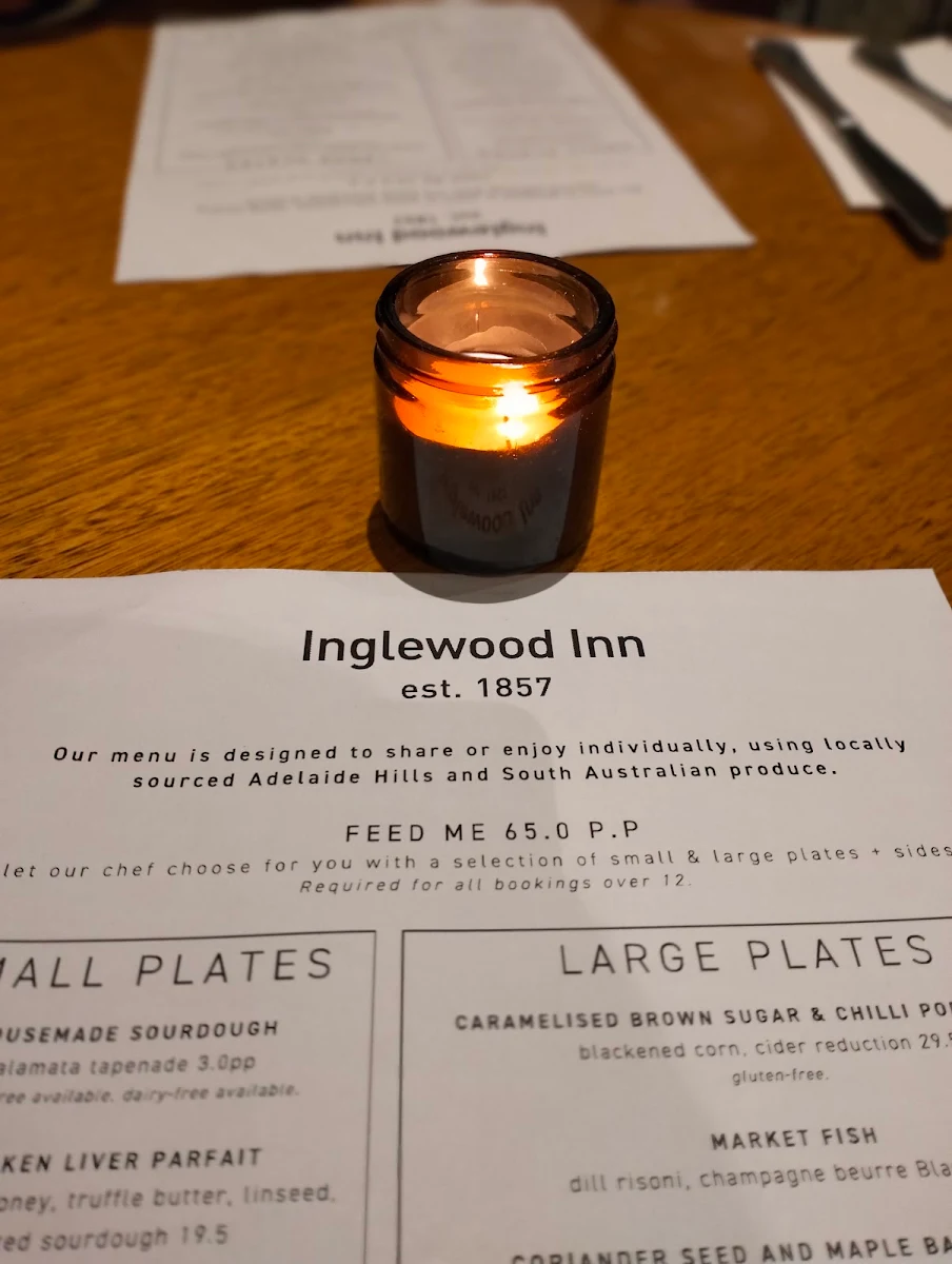 Menu, Inglewood Inn
