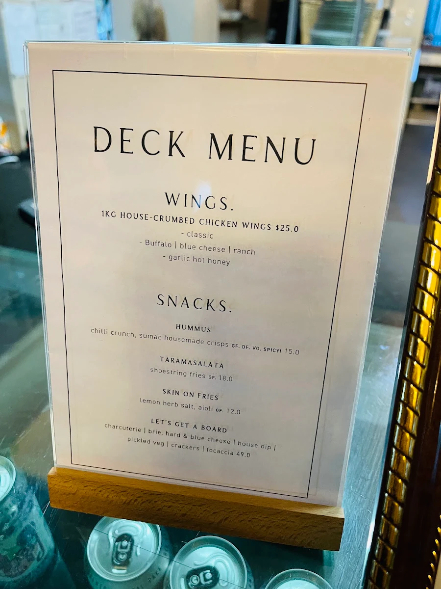 Menu, Inglewood Inn
