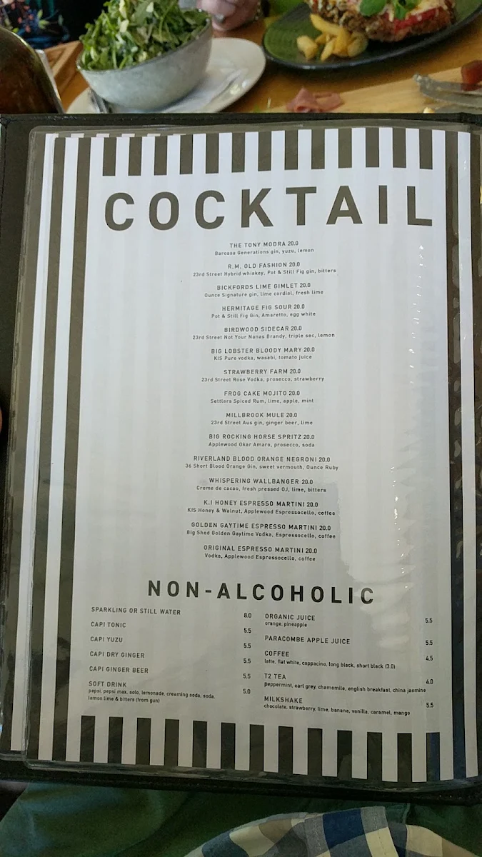 Menu, Inglewood Inn