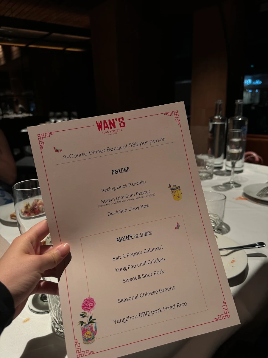 Menu, Wan’s Cantonese