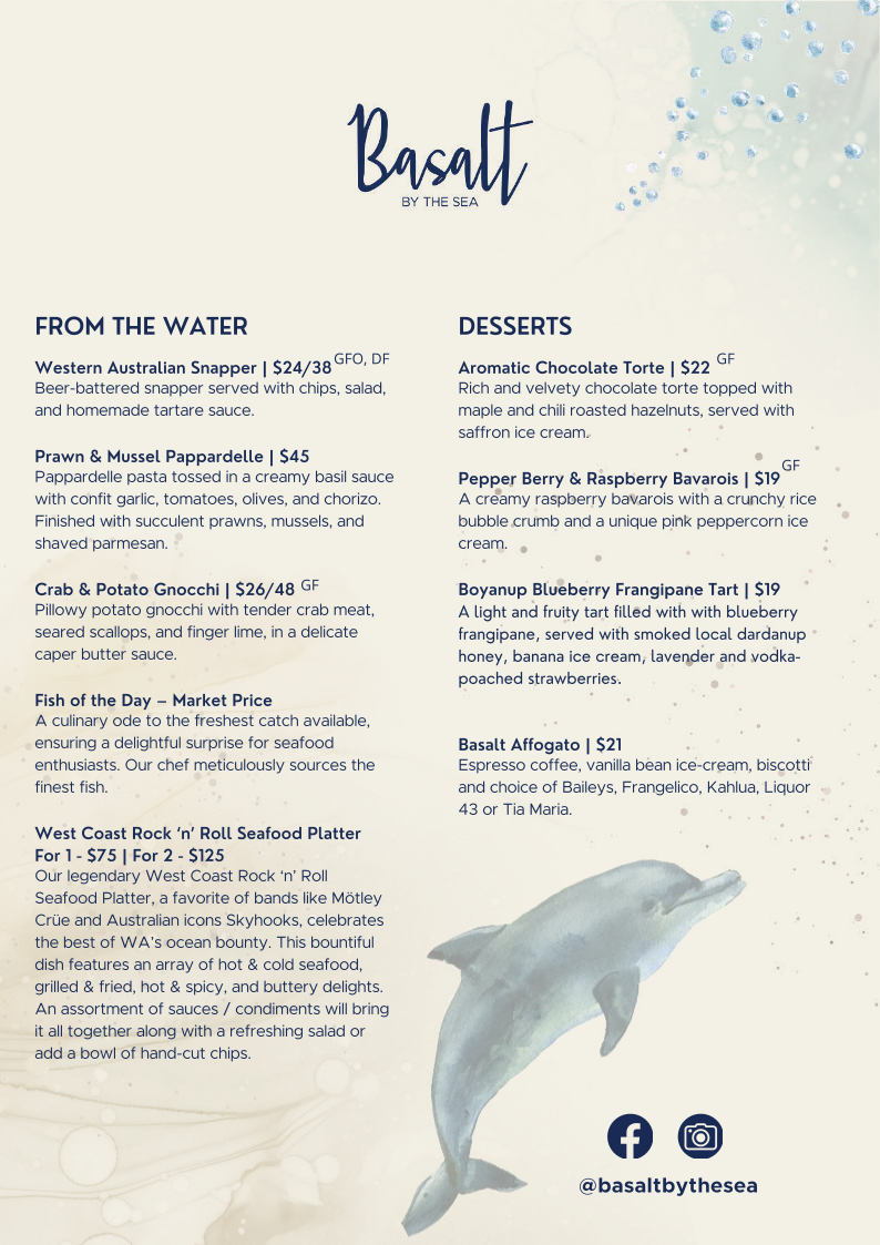 Menu, Basalt by the Sea