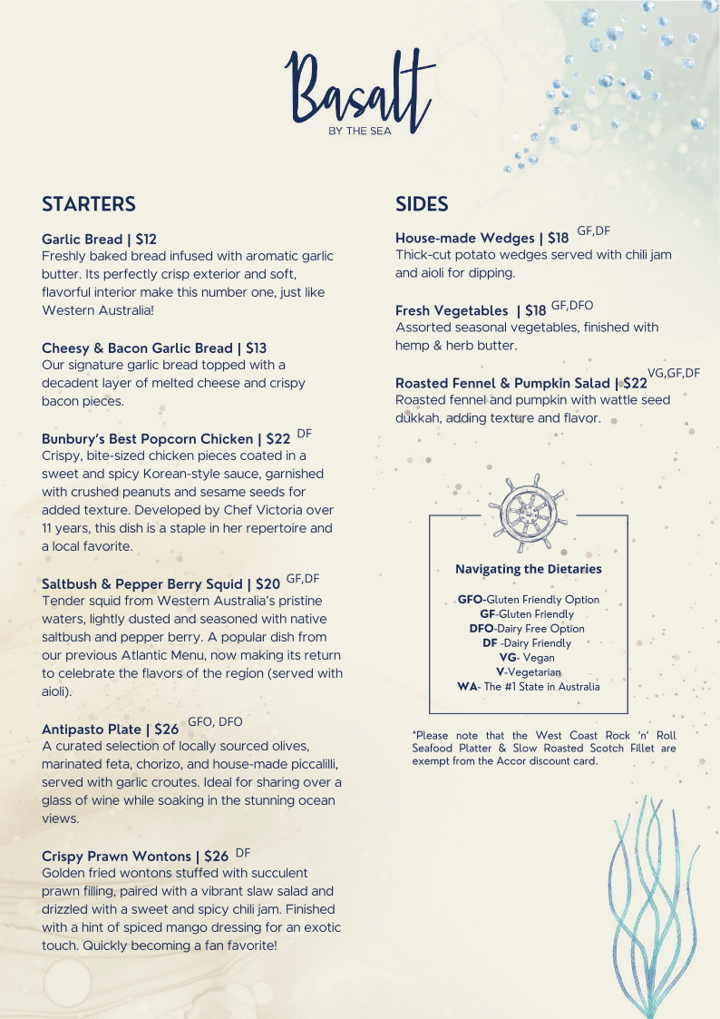 Menu, Basalt by the Sea