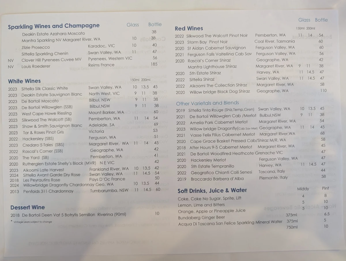 Menu, Basalt by the Sea