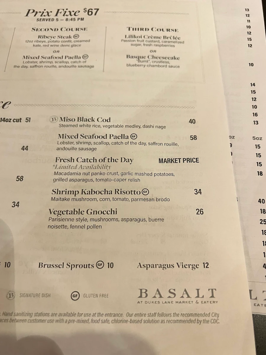 Menu, Basalt by the Sea