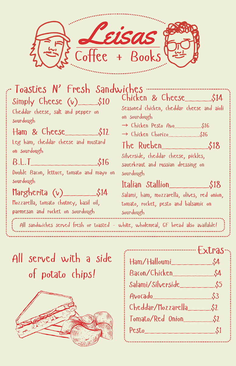Menu, Leisas Cafe