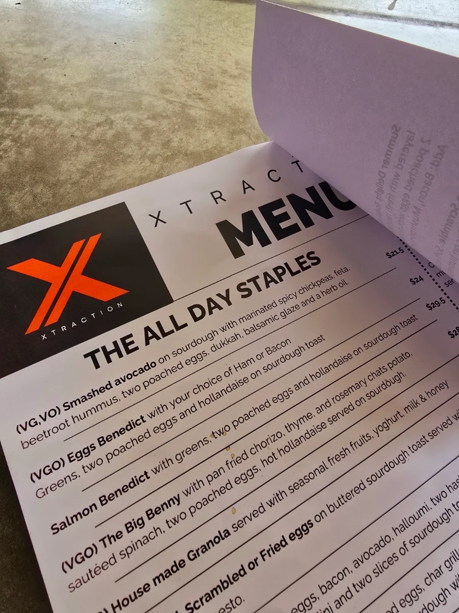 Menu, Xtraction espresso