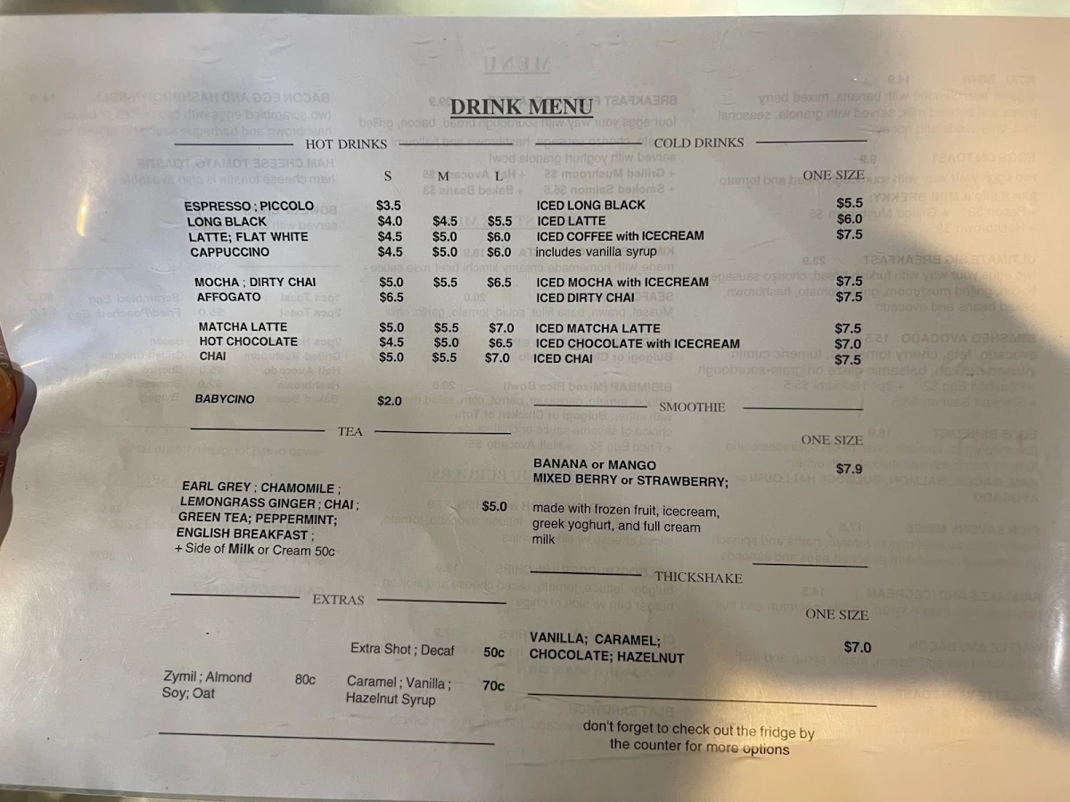 Menu, When Harry Met Sally Cafe