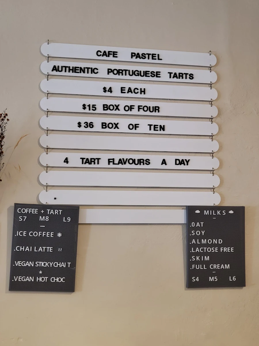Menu, Cafe Pastel - Portuguese Tart Cafe Perth
