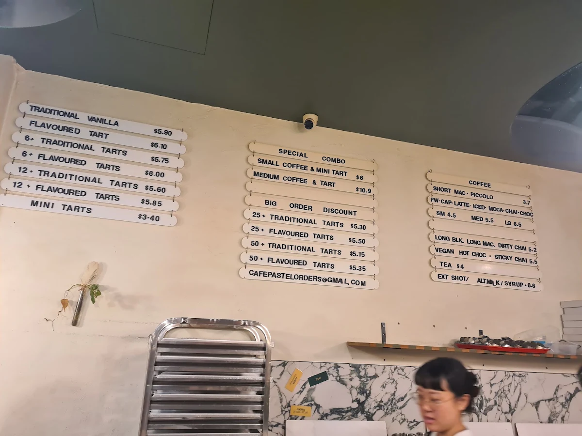 Menu, Cafe Pastel - Portuguese Tart Cafe Perth