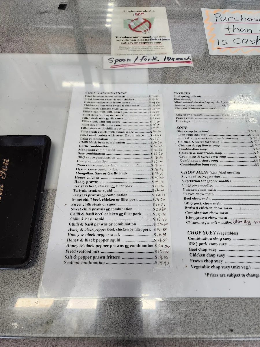 Menu, Fine & Cheap Chinese Take-Away