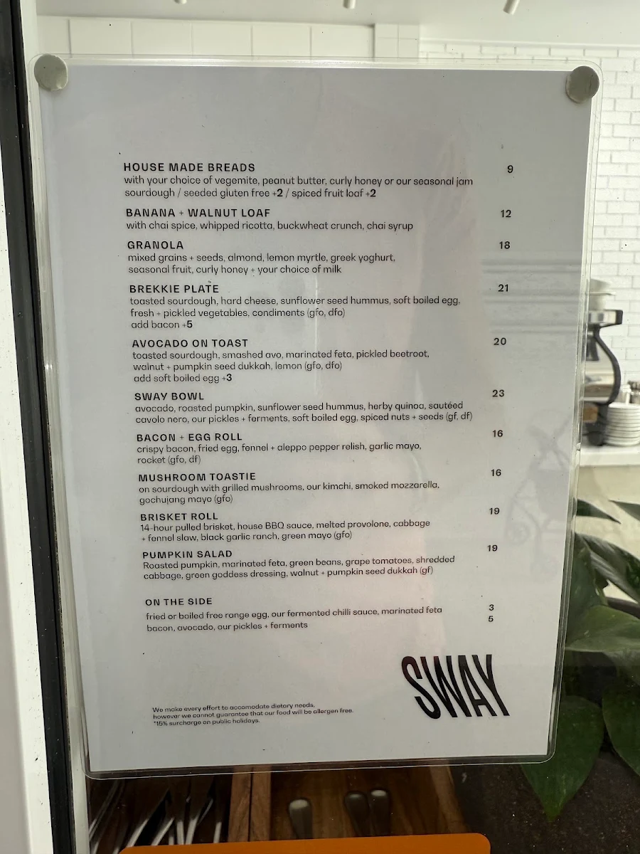 Menu, Sway