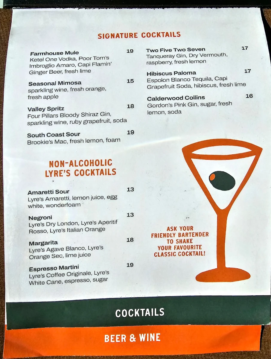 Menu, The Plough & Ale