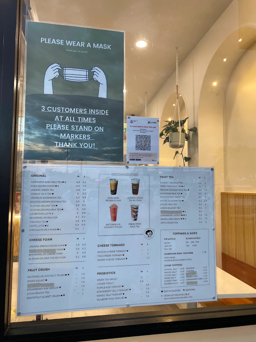 Menu, BOBABOBA MORLEY