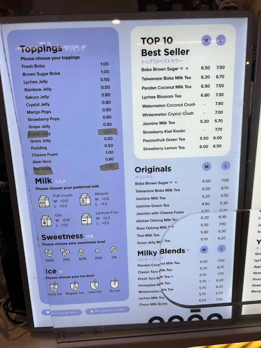 Menu, BOBABOBA MORLEY