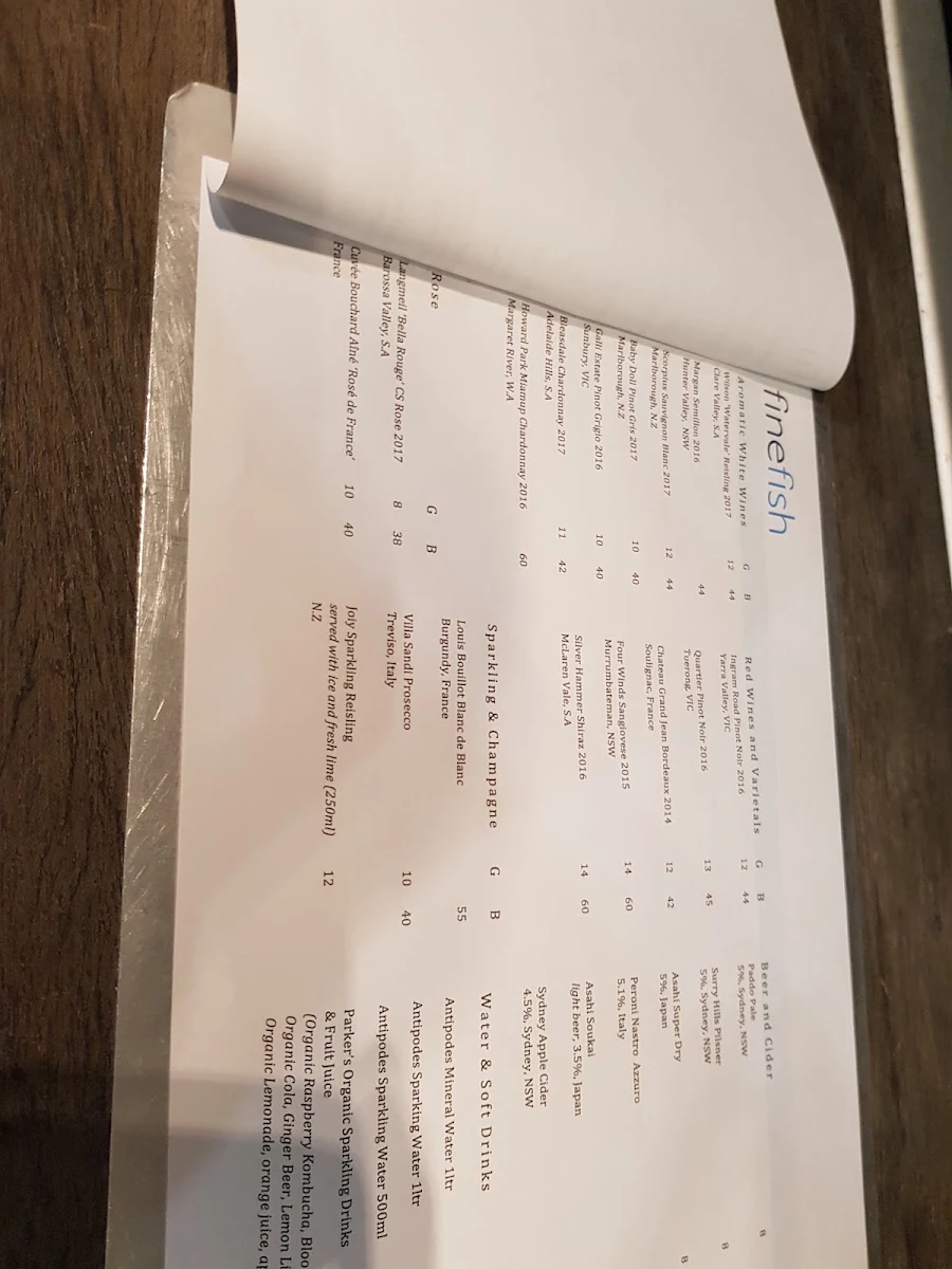 Menu, Finefish - (now Fitchies)