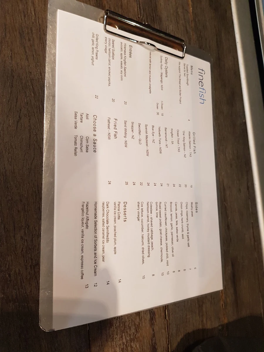 Menu, Finefish - (now Fitchies)