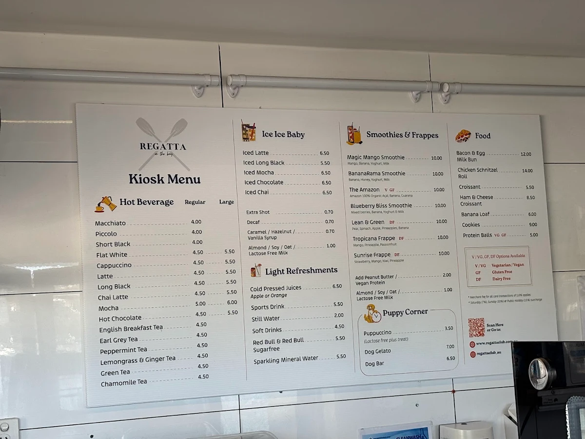 Menu, Regatta Club