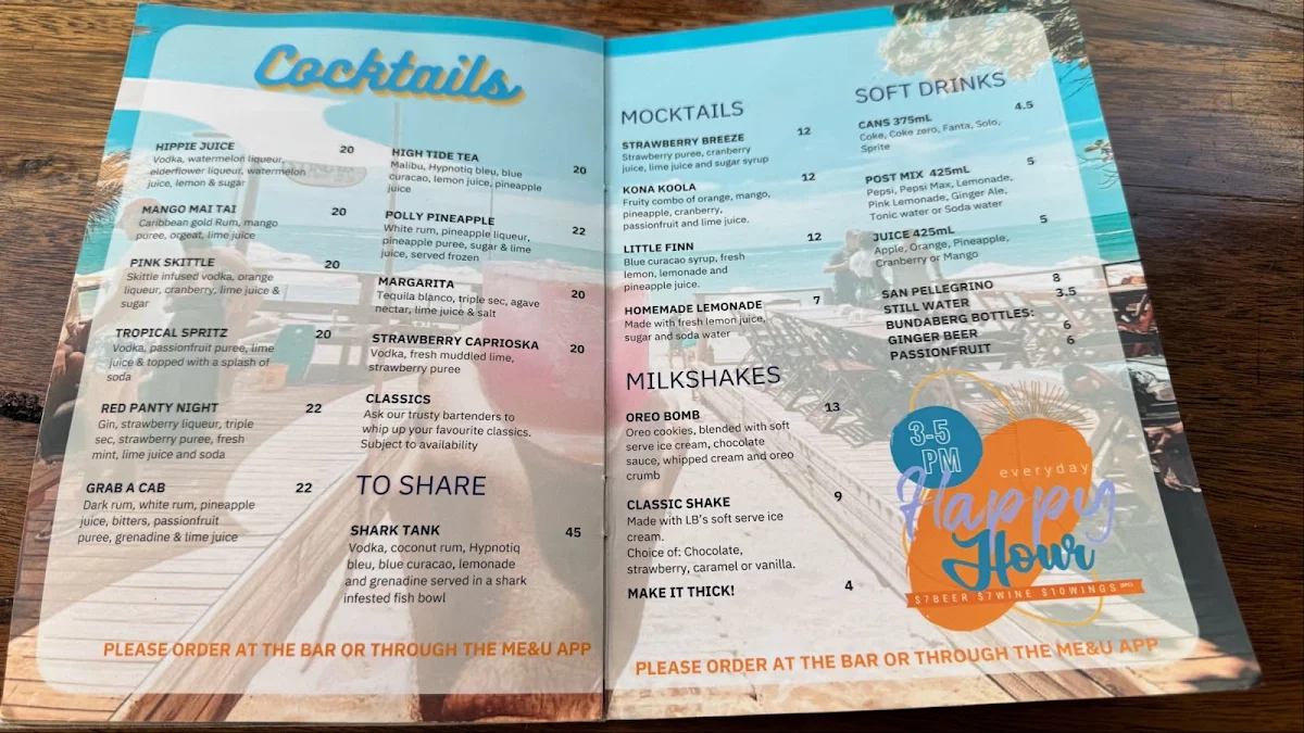 Menu, Longboards Laidback Eatery & Bar