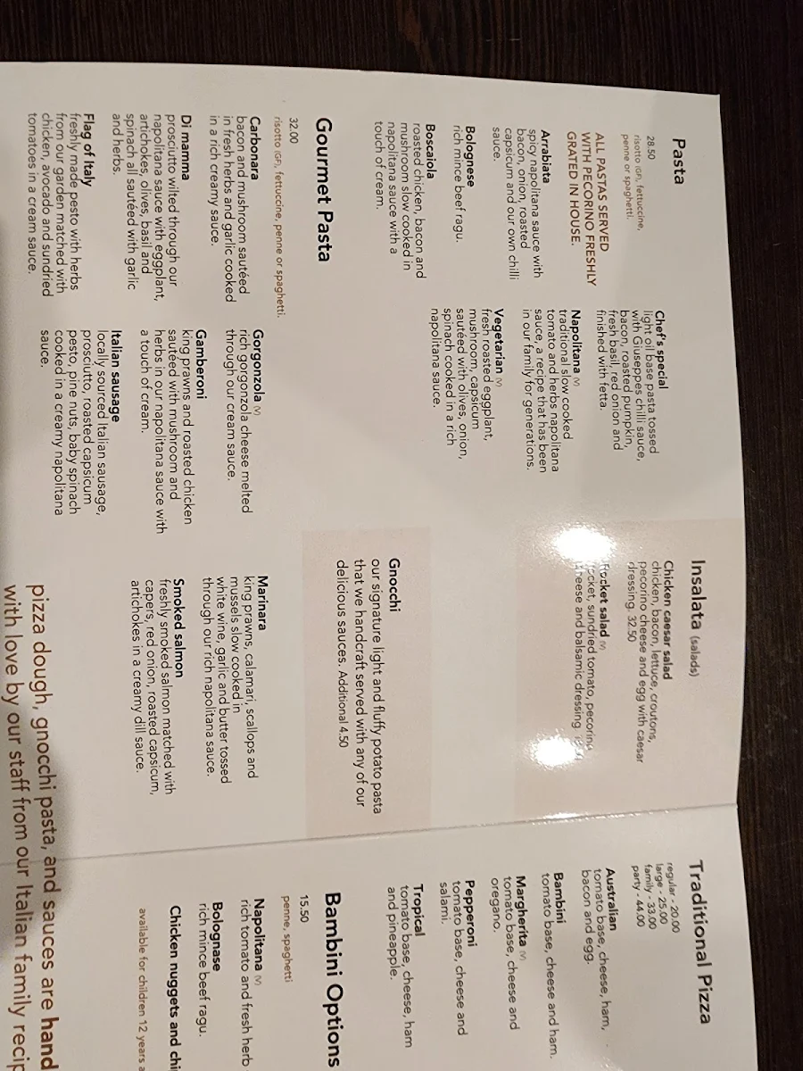 Menu, Giuseppe's Restaurant & Bar